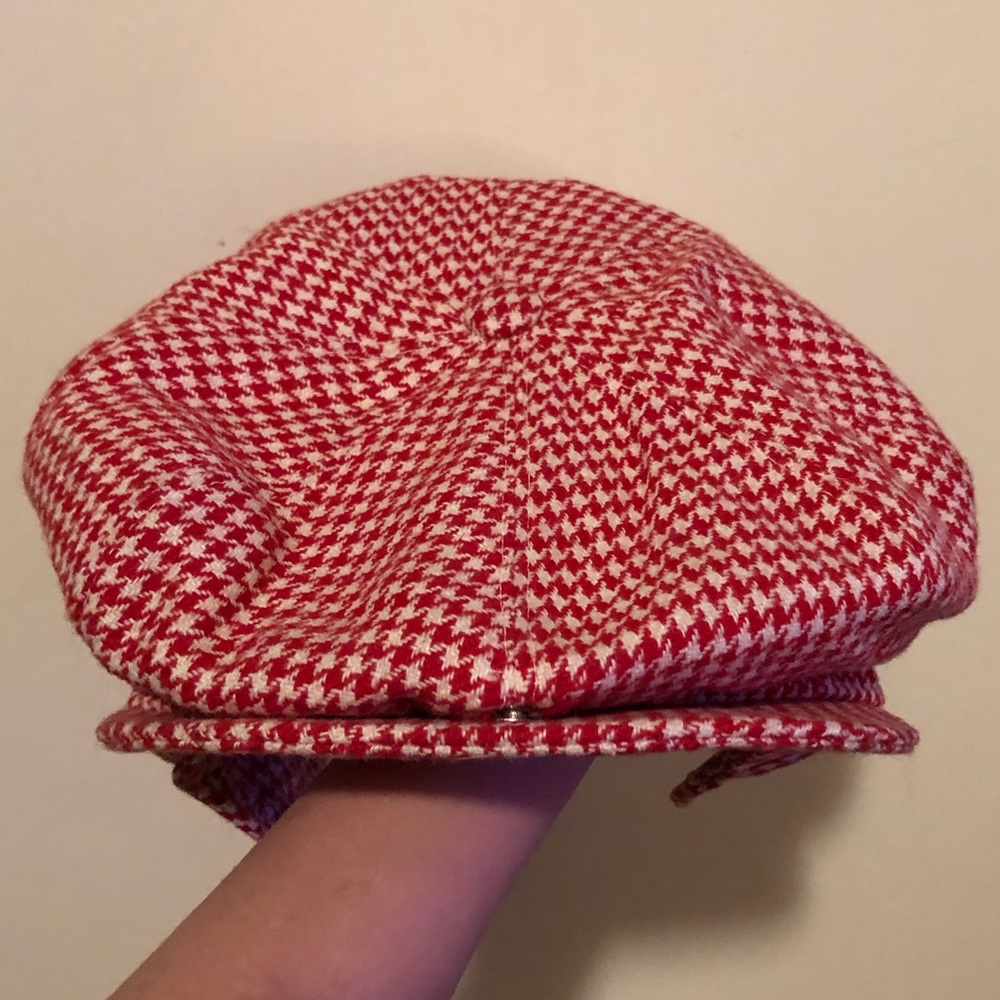 RARE Union Made Vintage Red Houndstooth Hat